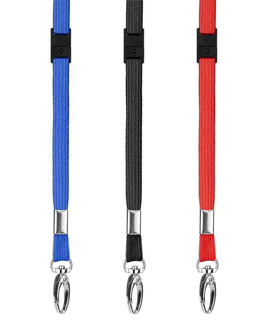 RPET Eco Lanyards Neck Strap By LanyardsTomorrow Eco-Friendly Recycled Bottle Material Includes Breakaway and Swivel Metal Clip for ID Card Holder Plain Coloured (Blue, Pack of 100)