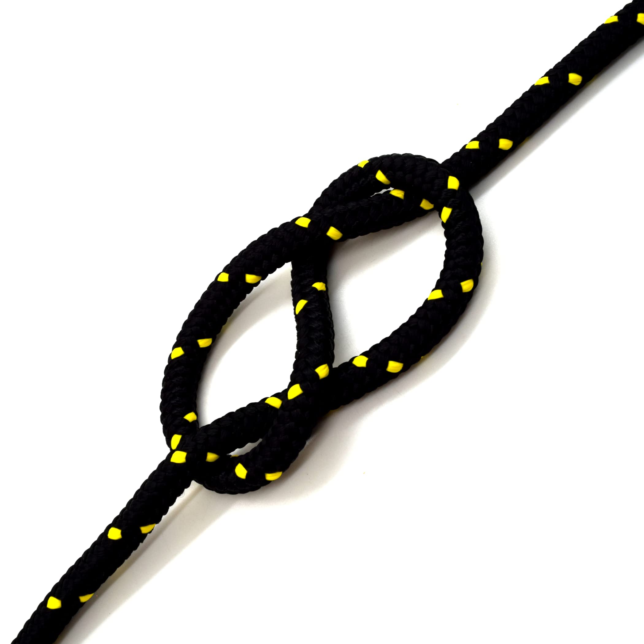 Black & Yellow Polypropylene Rope, Solid Braided Poly Rope Cord Twine for Boat Yacht Dock Line Camping Washing Line (5 mm x 100 metres / 328 ft)