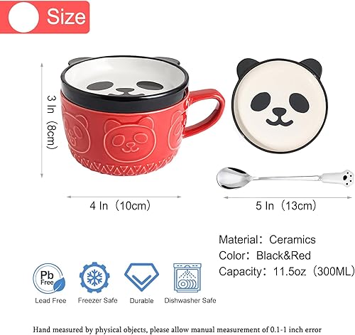 Miniatura 2 de Regalos para mujeres, tazas de café Kawaii Panda con tapas, regalos de cumpleaños de Navidad para niñas, amigos, niños, hombres, esposa, mamá,