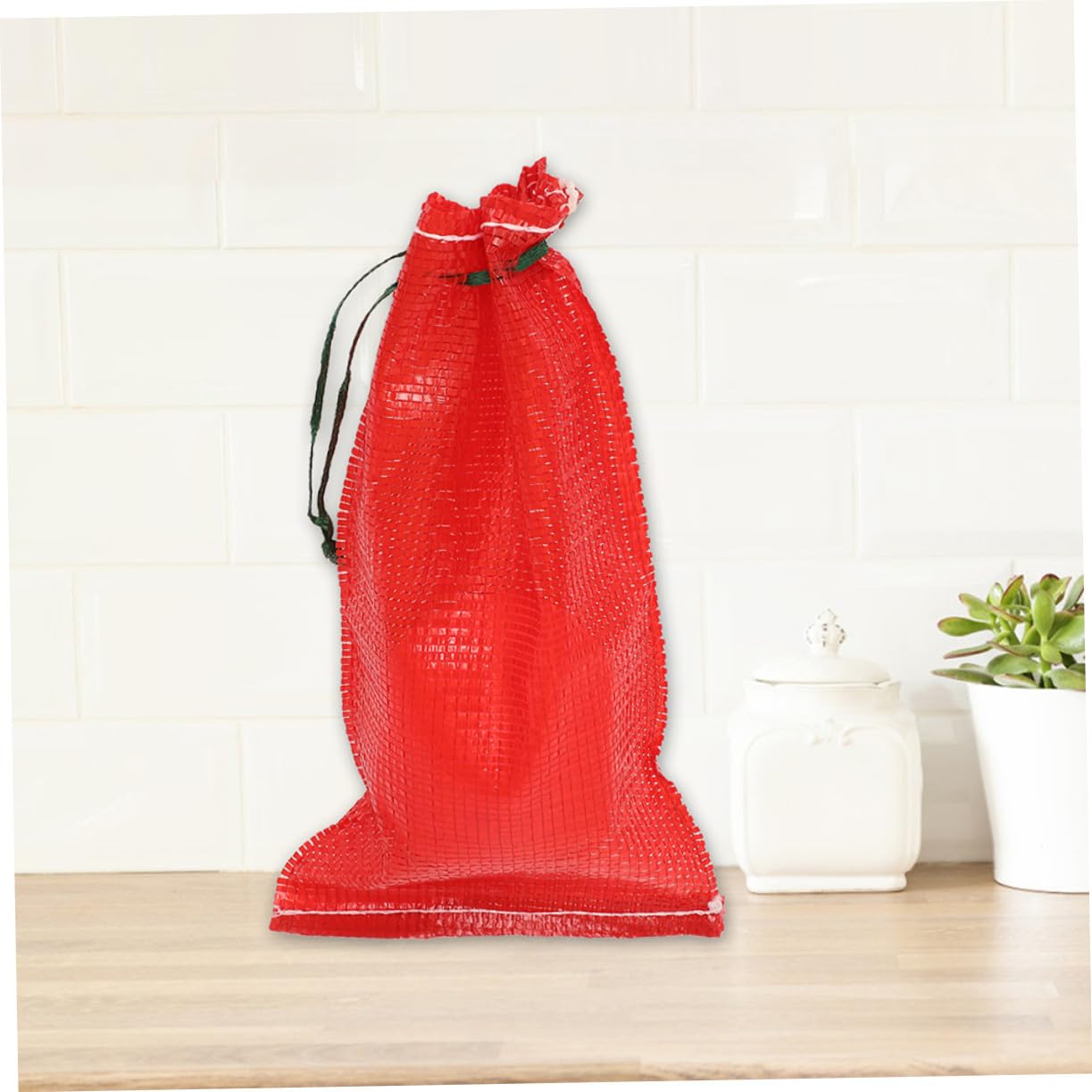 iplusmile Bolsa de Malla Cordón 50 Piezas Polipropileno Rojo 49x27 Cm