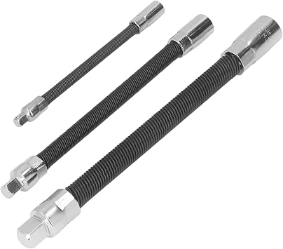 Electric Wrench Sleeve Universal Extension Rod Socket Wrench Drive Head Bendable Flexible Extension Bar Shaft 1/4 3/8 1/2 Spring Steel Set of 3