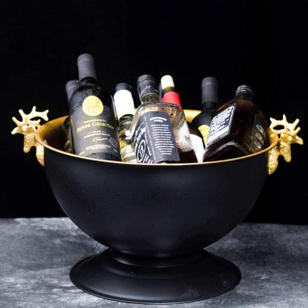 12Lステンレススチールアイスバケットディアヘッドイヤーアイスバケットシャンパンラージシャンパンバーバケットビールバケット（カラー：