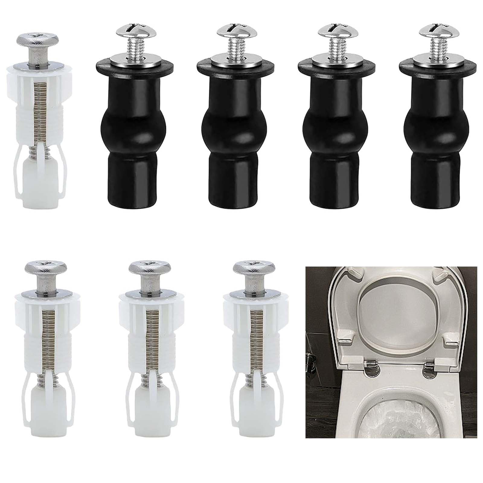 8PCS Toilet Seat Fittings,Toilet Seat Fixings Kit,Universal Toilet Seat Hinges Replacement Easy to Install Toilet Seat Fixings Kit for Toilet Covers and Flushing Lid Parts Fixtures