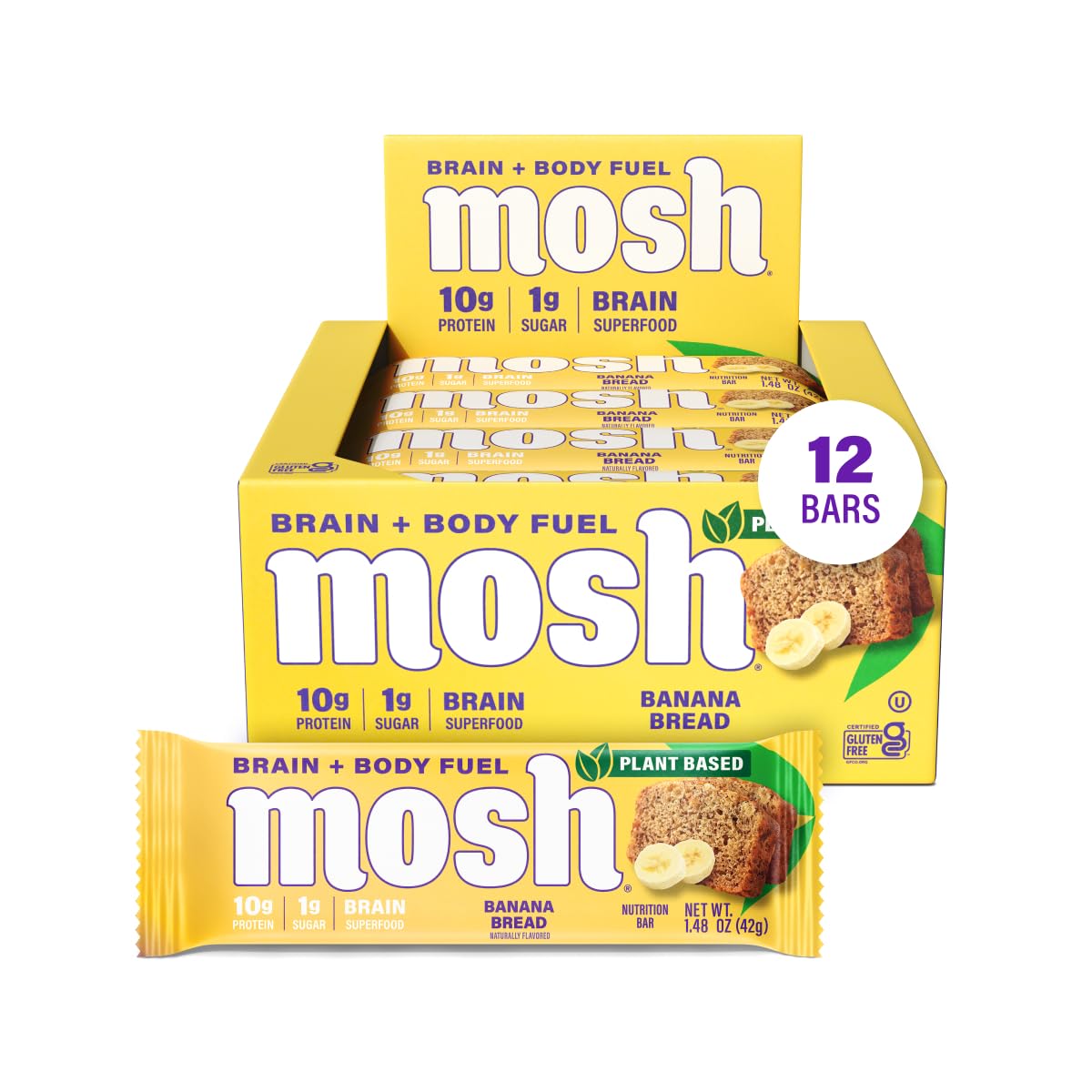 Amazon.com : MOSH Banana Bread Plant Based Keto Protein Bars, High