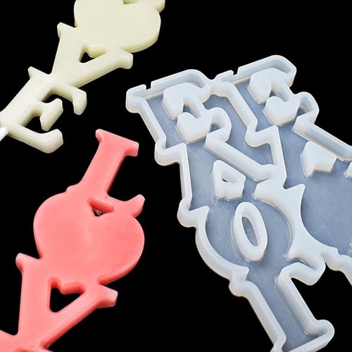 Miniatura 9 de mostsom Moldes de silicona Love para piruletas de chocolate y dulces, molde para fondant de azúcar, paletas, galletas, utensilios para hornear, sin