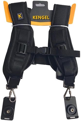 KENGEL Correa de doble hombro para cámara doble, mientras que las dos cámaras tienen una base de trípode.