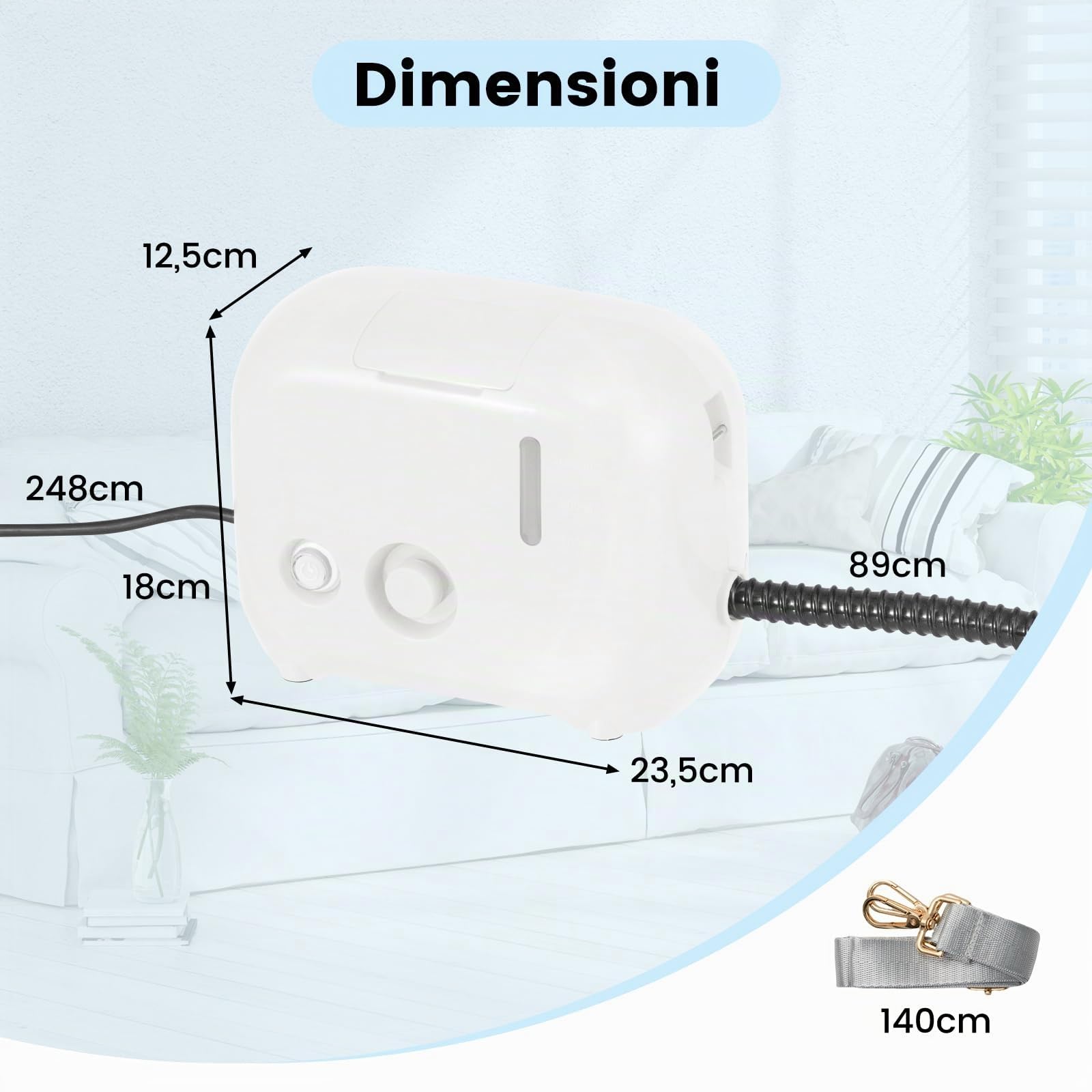 RELAX4LIFE Pulitore a Vapore Portatile 1600W, Macchina per Pulizia a Vapore con Serbatoio da 1L, Pressione 3 Bar, Tempo Riscaldamento 10s, Accessori Completi, per Cucina, Soggiorno, Auto (BIANCO)