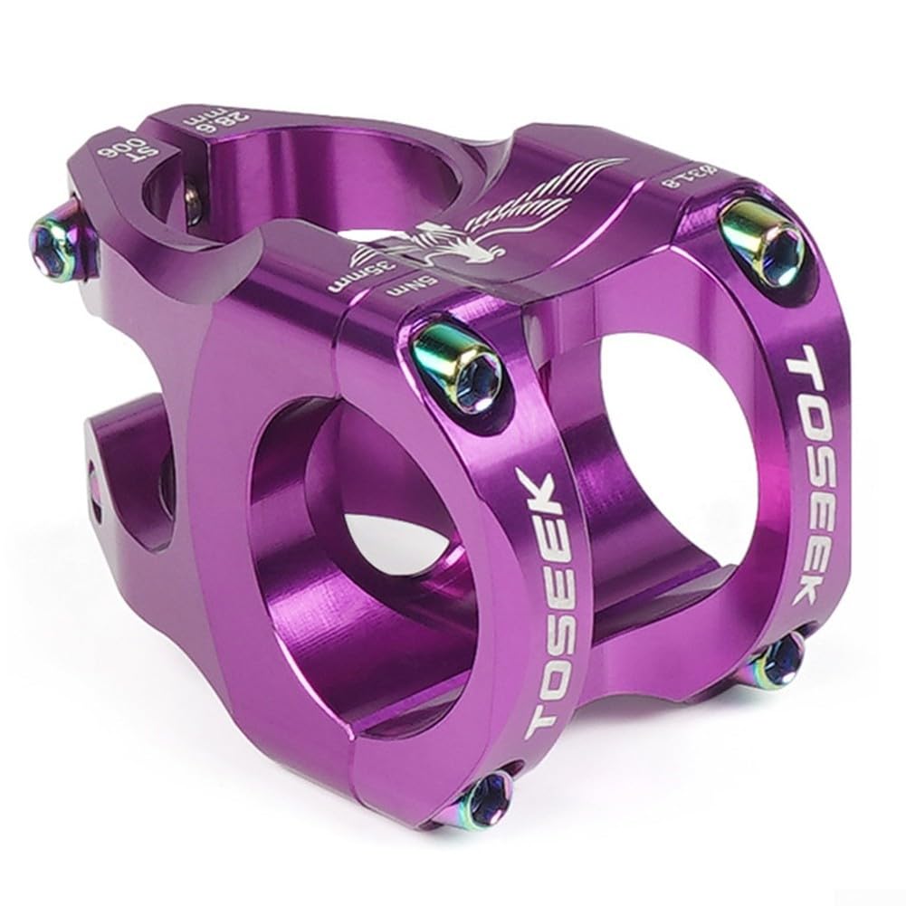 Attacco manubrio corto per bicicletta, 35 mm, CNC, attacco manubrio 31,8 mm, in lega di alluminio, per MTB e bici da strada, 1-1/8" per forcella DH AM Component (viola)