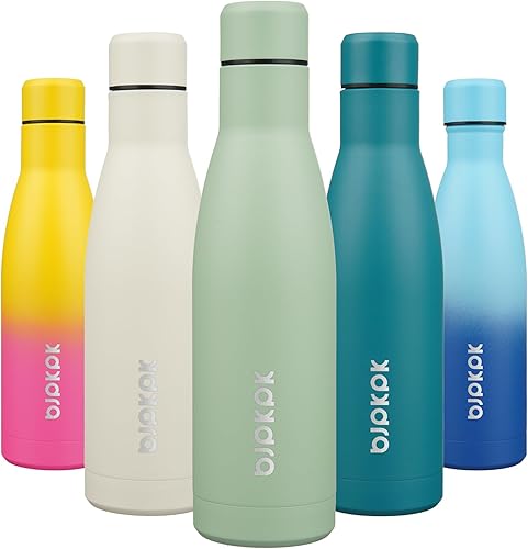 Miniatura 58 de BJPKPK Botellas de agua aisladas de 17 onzas, botellas de agua deportivas de acero inoxidable que mantienen el frío y el calor para viajes, aptas
