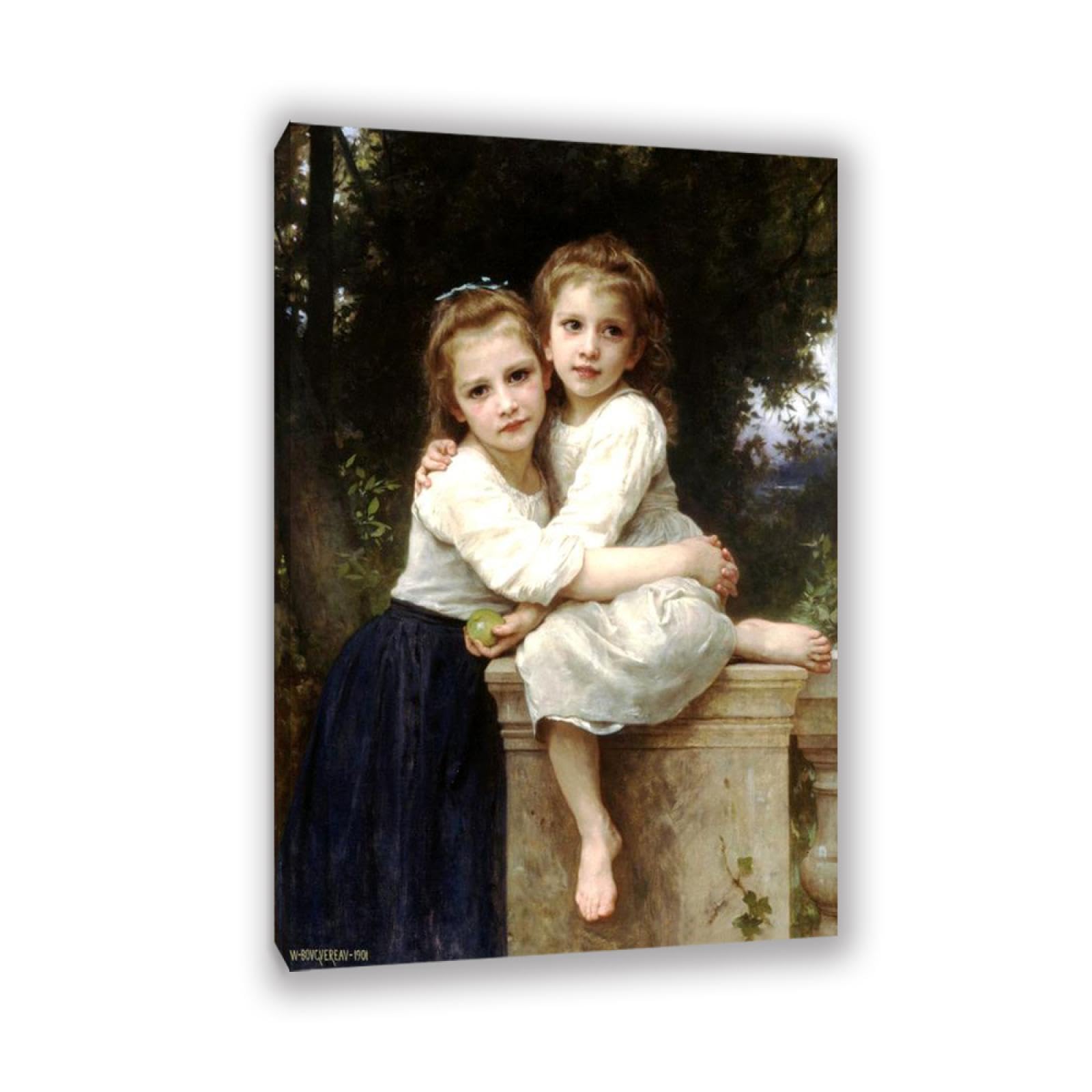 RXNHGJDS William-Adolphe Bouguereau Wall Art Two Sisters Fine Art Portrait Wall Painting Aesthetic Wall Decor for Living Room Bedroom Bathroom Home Decor 105x70cm Inner frame