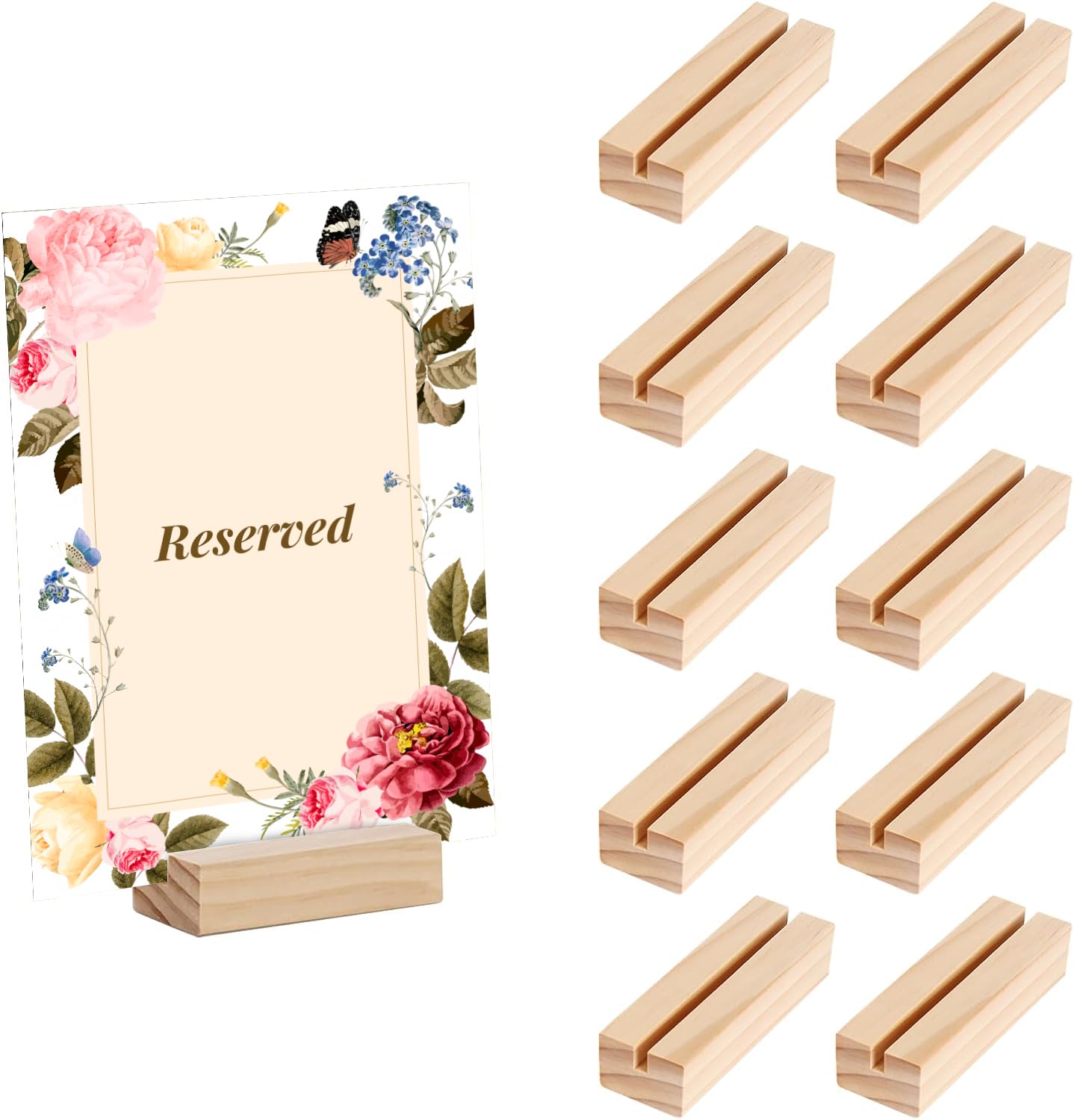 Farnirvana 10 Piezas Soportes para Tarjetas de Madera, Soporte para Tarjetas de Boda,Titular de la tarjeta de posición, clip de la foto,para bodas, restaurantes, conferencias