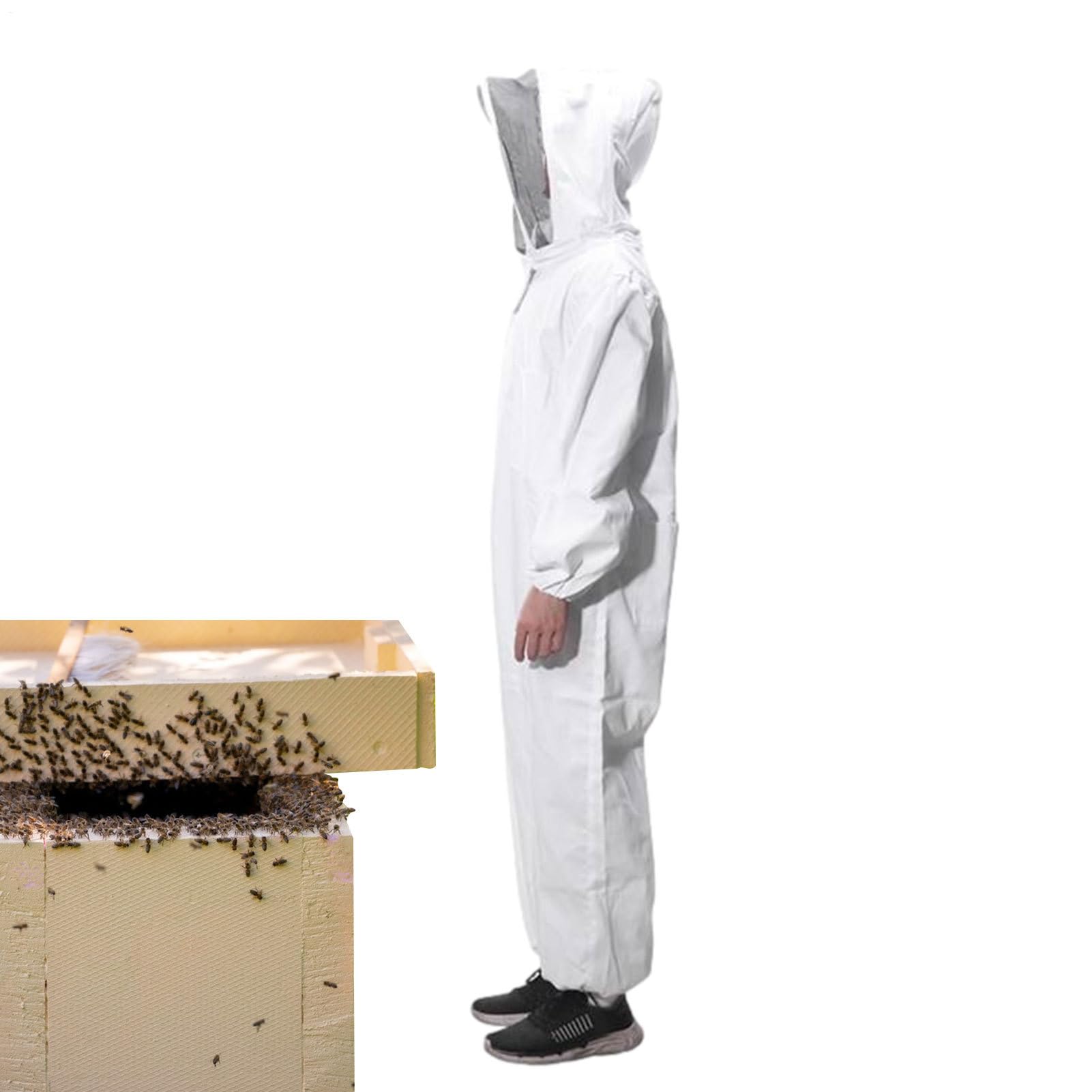 Imkeranzug Imkerei Anzug Ganzkörper Schutzanzug Schutzbekleidung Vollschutz Imkeranzug Mit Taschen Und Elastischen Bündchen Für Imker, Professioneller Imkeranzug Für Männer Und Frauen