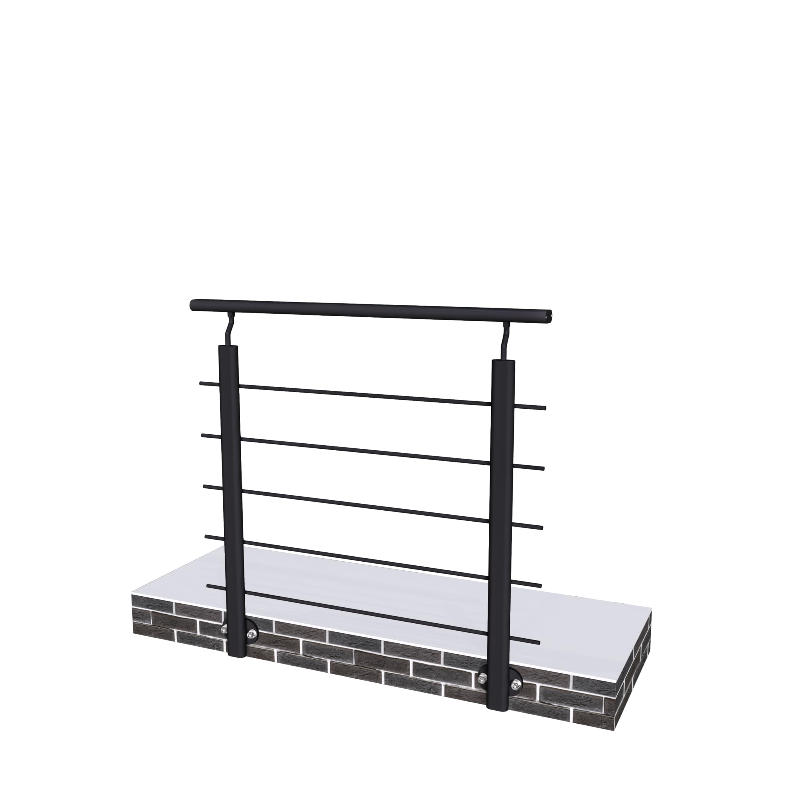 AICA Aluminium Handrail, 100 cm Stair Handrails, Aluminium Parapet with 5 Crossbars for Balcony, Stairs, Indoor and Outdoor - Side Fixings