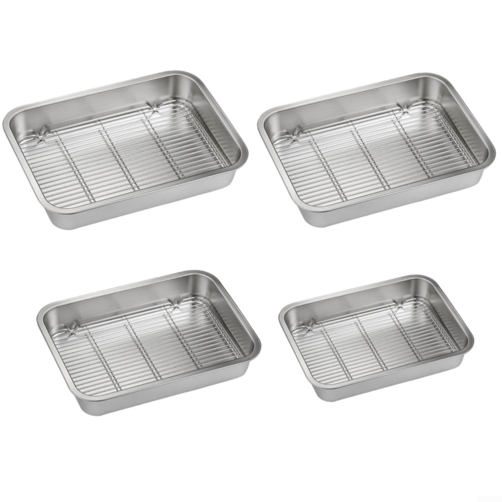Bandeja rectangular de acero inoxidable para hornear galletas con estante de refrigeración extraíble, bandeja antiadherente apta para horno (40 x 30 x 5 cm)