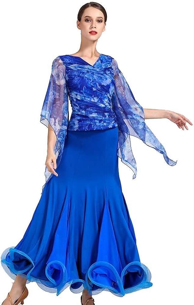 FF Adult Modern Dance Tops and Skirts, National Dance Dresses, Modern Dance Suits, Printed Mesh