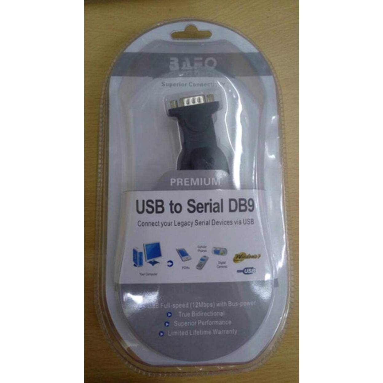 USB 2.0 Male to 9 Pin Male DB9 RS-232 Serial Cable Converter Adapter by Bafo