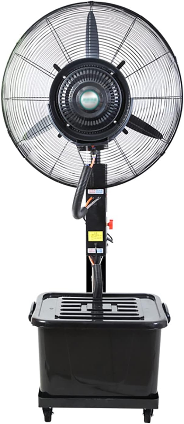 Ventilador Industrial de pie Oscilante con Nebulizador de Agua/Ventiladores de pedestal/3 Velocidades/deposito Agua 42 litros/Negro