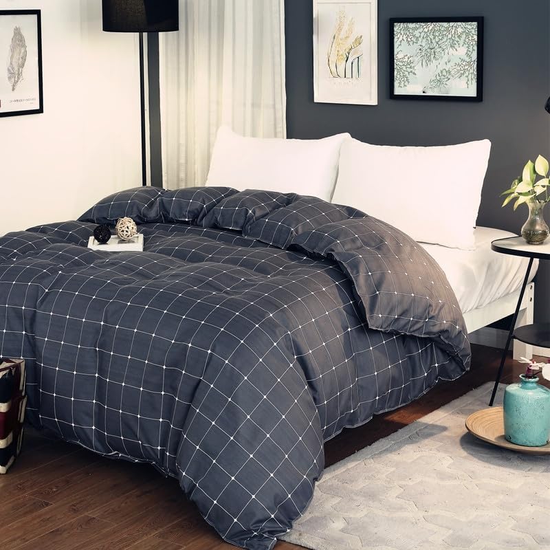 Parure de lit 260x240 réversible à carreaux pour une chambre d'ado ou d'adulte moderne