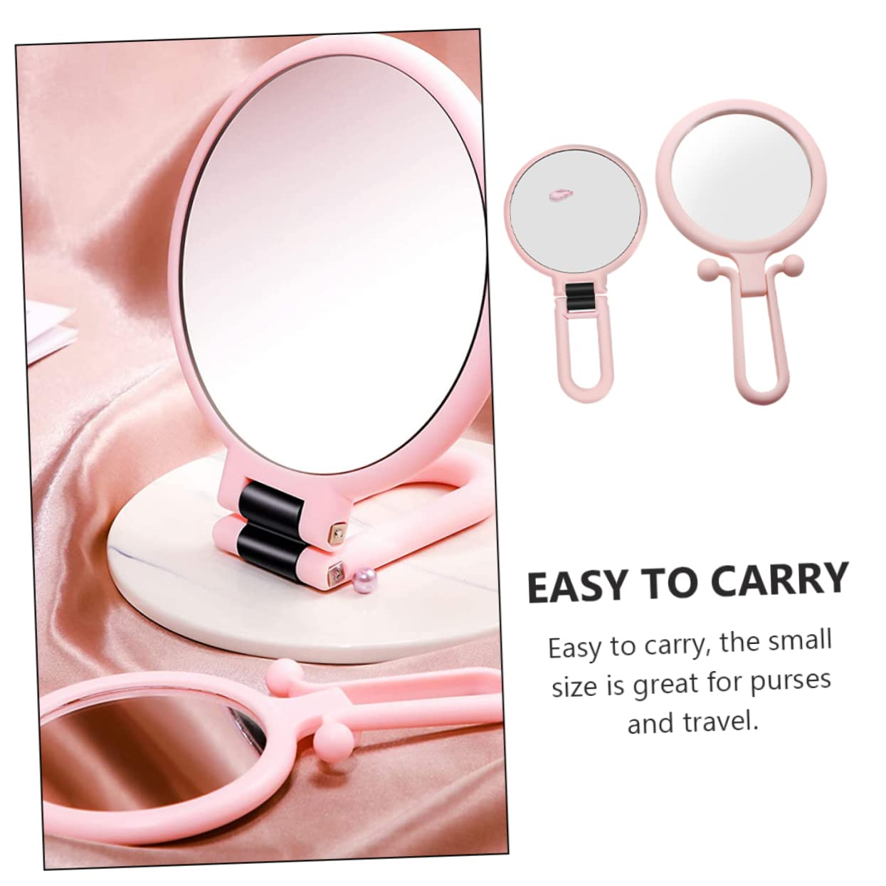 Healeved 2stücke Kosmetikspiegel Facher Vergrößerung Tragbarer Spiegel Für Frauen Runder Klappspiegel Aus Make-up-Tool in Rosa Design Für Schlafzimmer Und Badezimmer