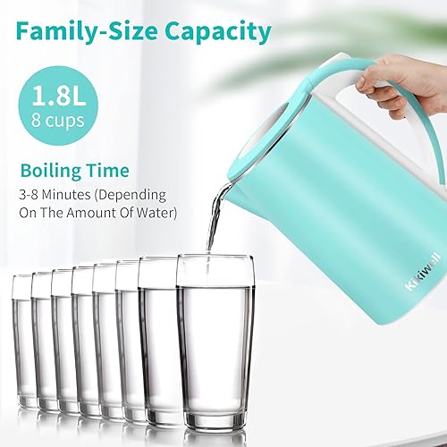 Miniatura 5 de Hervidor eléctrico de acero inoxidable para agua hirviendo, calentador de caldera de agua caliente de doble pared, tetera eléctrica de tacto fresco,