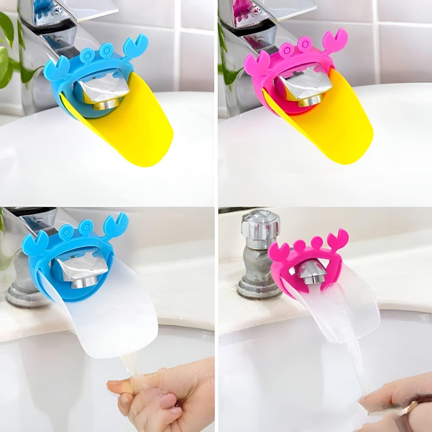 Oblivion Faucet Silicone Sink Handle Extender for Children-Baby Bathroom Accessory | Adjustable Hand-Washing Helper for Babies, Child (Multicolor - 5pc) 4