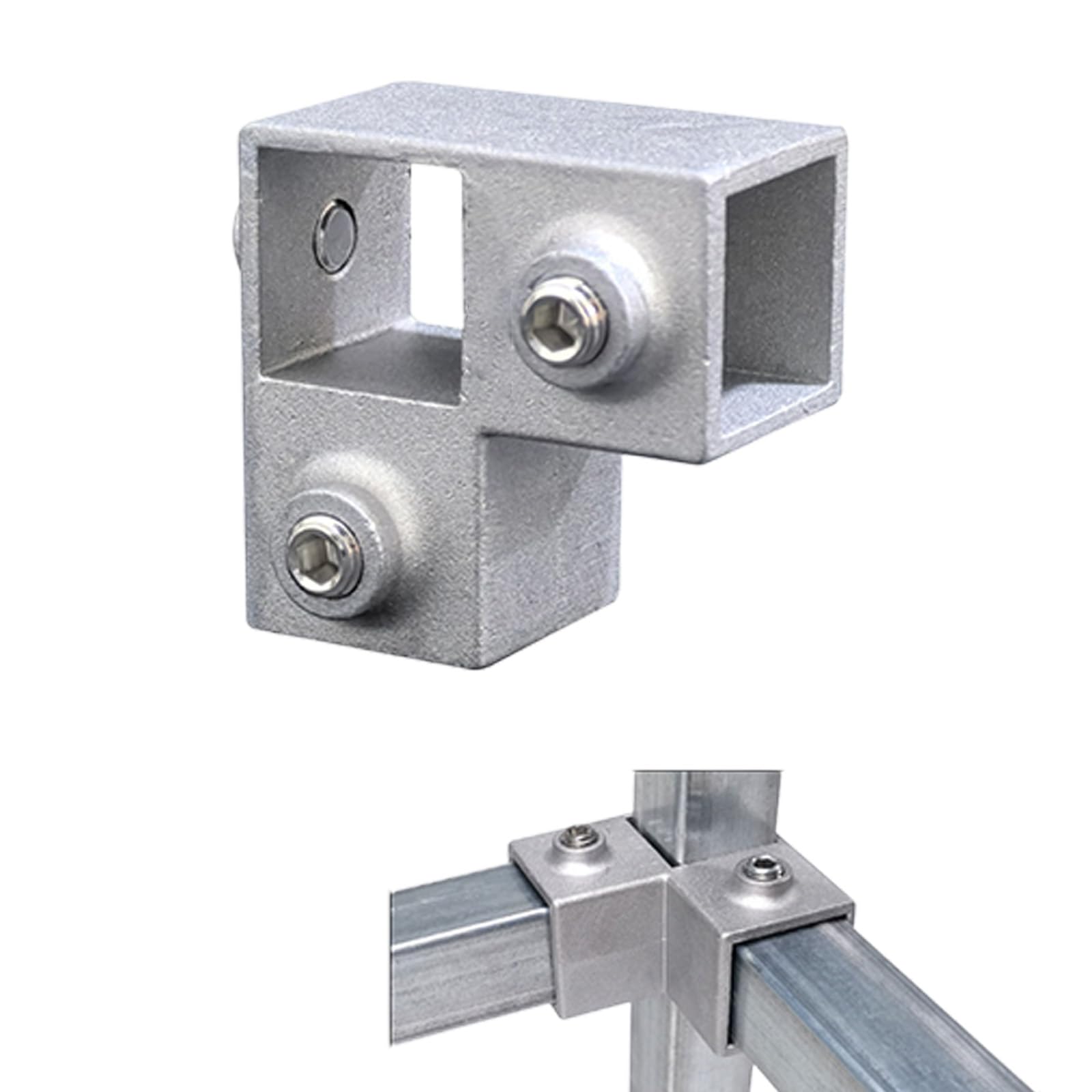 Alloneslife 25X25 4Ways Aluminum Alloy Square Tube Connector Replacement Connection Fastener Fixed Joint 3 Way Elbow Pipe Fitting Easily Install Square Pipe Fixed Joint Storage Rack Connector