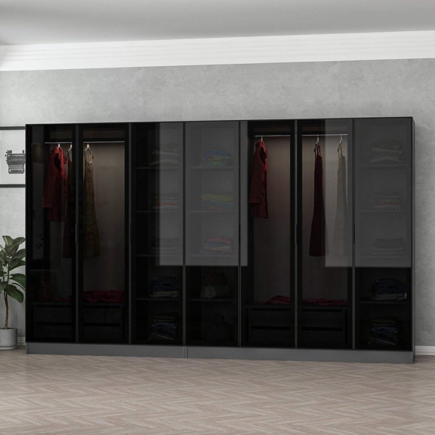 Spogliatoio armadio con ripiani e aste appendiabiti 21 vani portaoggetti 315x210x52 cm