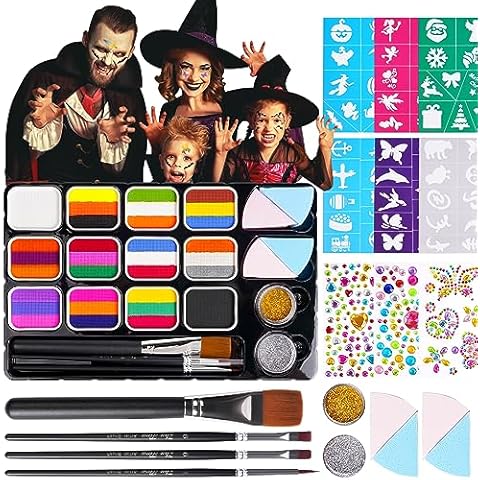 LOPHE 32 Colors Rainbow Face Paint Set Cover