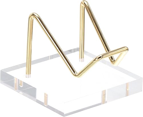 PATIKIL Soportes de exhibición de acrílico de 2 x 2 x 1.5 pulgadas, soporte de caballete de exhibición de metal con brazo de cristal para piedras