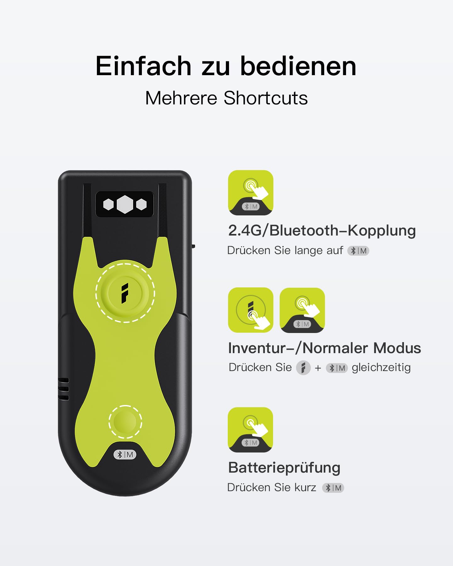 Inateck Barcode Scanner Bluetooth 2D 2,4Ghz USB Adapter BCST-42