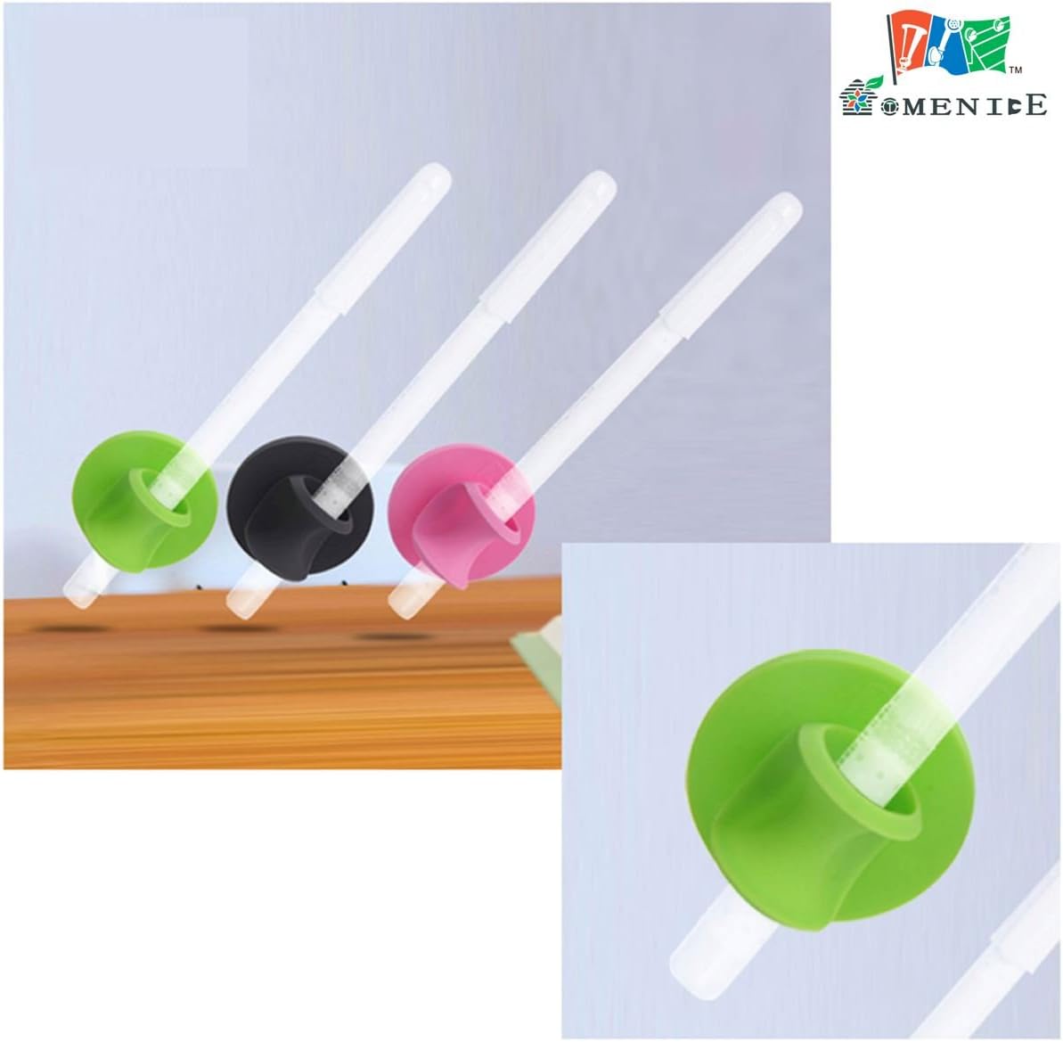HomeNice Penholder creative Flexible Wall-mounted No Glue Unpunched Silicon student creative gift office supply creative pencil holder Green D395