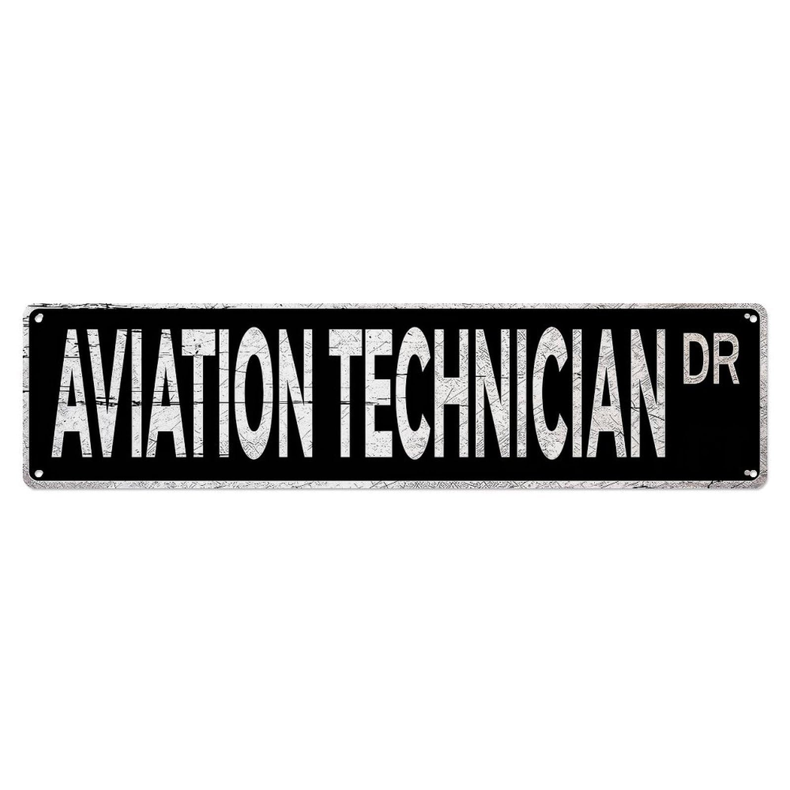 Jdyaojiesheng Vintage Aviation Technician Dr Tin Sign Retro Metal Wall Decor Metal Poster, Home Bar Garage Farmhouse Cafe Wall Art Decoration 4X16inch