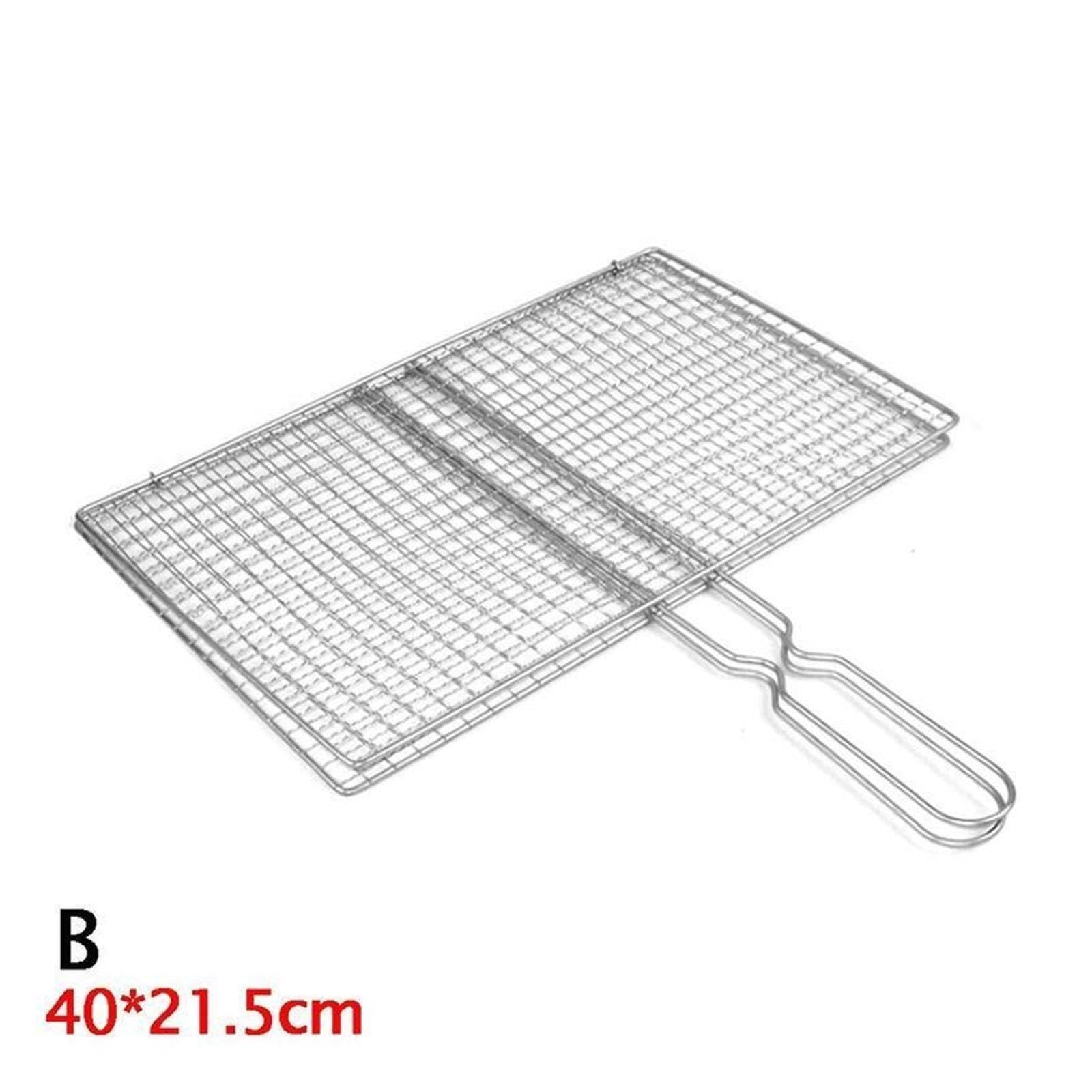 M/L Barbecue Grillkorb Grill BBQ Netz Steak Fleisch Fisch Gemüse Silber Eisen Mesh Klemme(L)