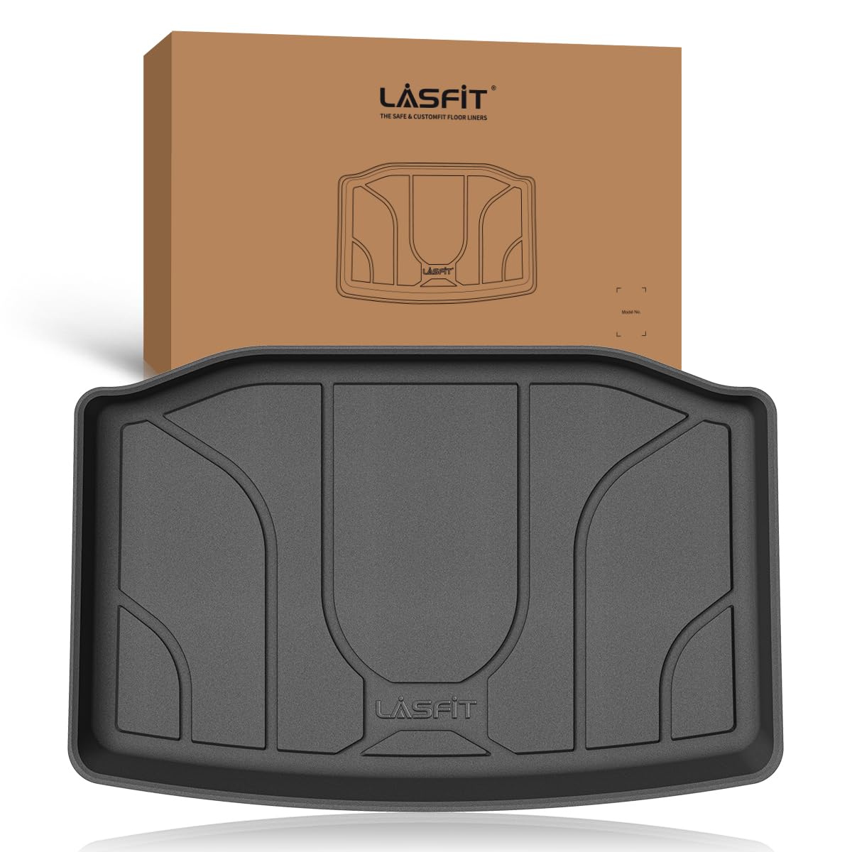 LASFIT Premium Extra Thick Trunk Well Liner for Tesla Model Y 2025 2024 2023 2022 2021 2020, All Weather TPE Custom Fit Sub Trunk Storage Mats Cargo MatGlobal Recycled StandardGlobal Recycled StandardGlobal Recycled Standard