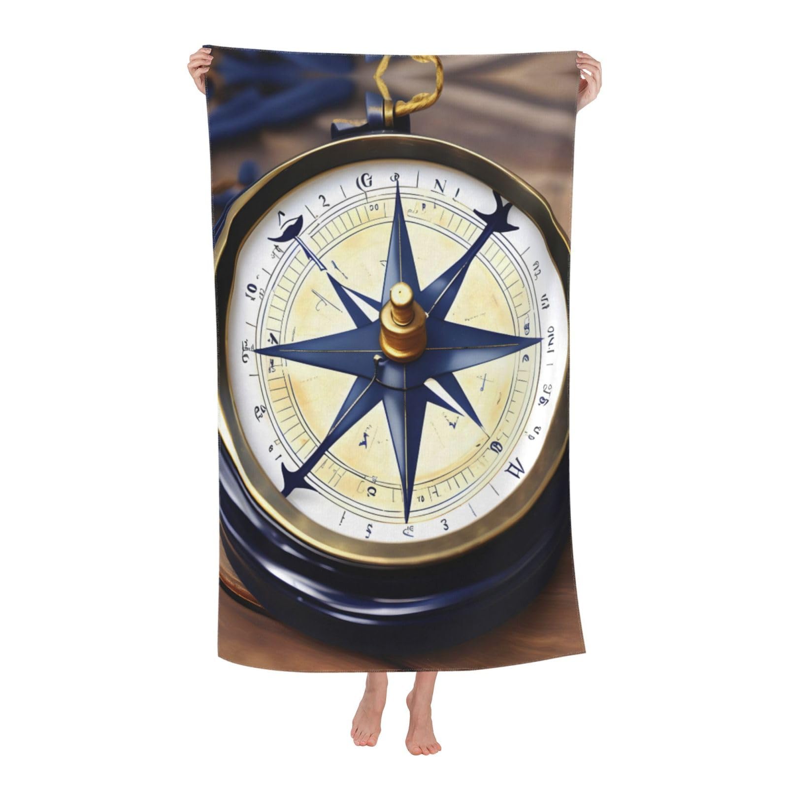 NImongt Sail Boat Nautical Compass Print Oversized Adult Beach Towel For Travel Weekend Getaways Festivals Camping Trips