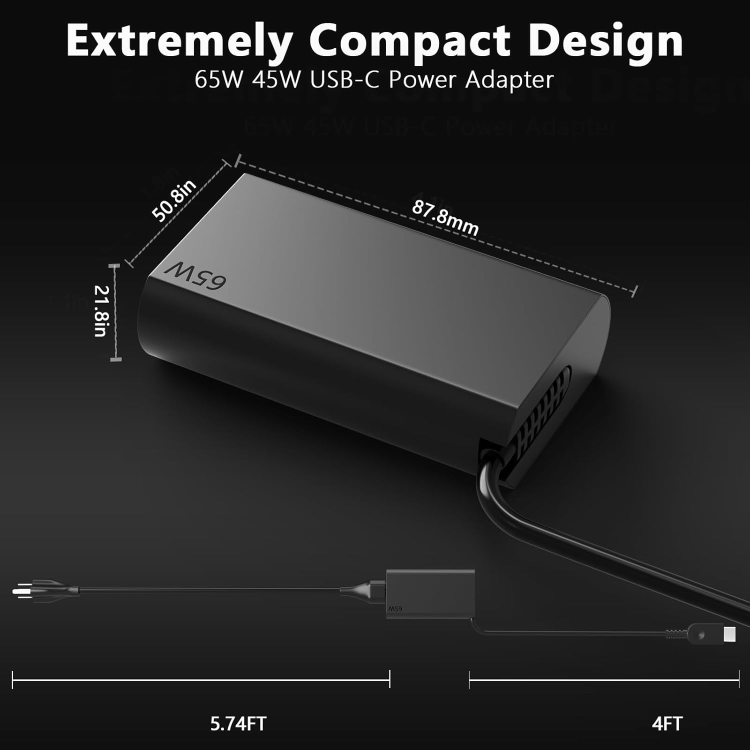Ruilezyo New Slim 65W USB-C/Type C Laptop Charger AC Adapter Compatible with Lenovo X1 Carbon T480 T480s T490 T490s T14 T15 T16 T580 E585 E580 E590 E595 C330 Yoga 9i 7i 9 7 6 IdeaPad Slim/Pro 5X 5i 5 - Image 5