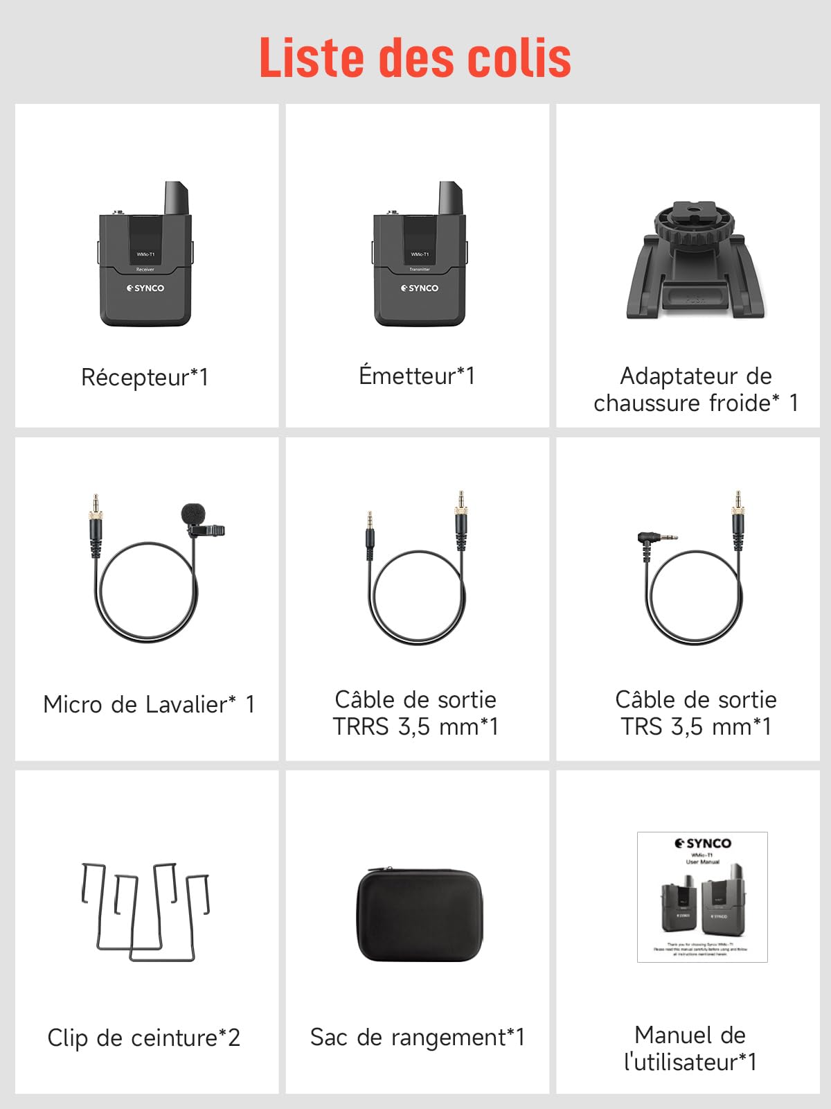 SYNCO Micro Cravate sans Fil système, Wmic T1 UHF Microphone avec émetteur récepteur 16 canaux, pour caméra Caméscope Smartphone iPhone