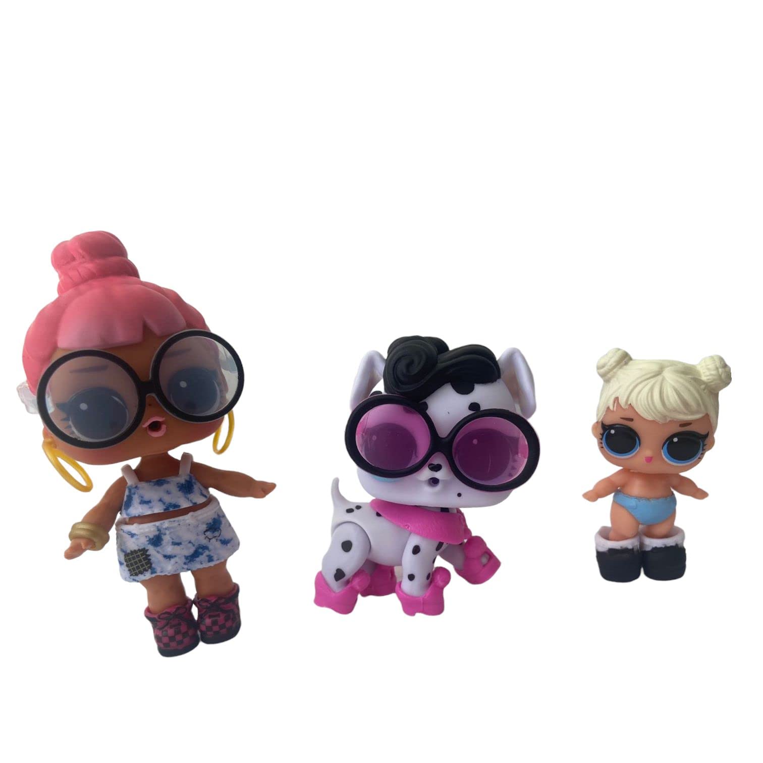 L.O.L. Surprise Doll Set Pack of 3, Block Party B.B., Dollmation & Lil Curious Q.T., Cute Dolls, Pet & Lil Sis, Collectible Toy Gift for Girls