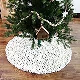 ❤Fácil de instalar: simplemente asegure la falda de árbol de piel sintética blanca debajo del árbol de Navidad con la pegatina mágica incluida, y esta falda de árbol de Navidad puede proporcionar un lugar limpio y cómodo para sus mascotas y niños.
