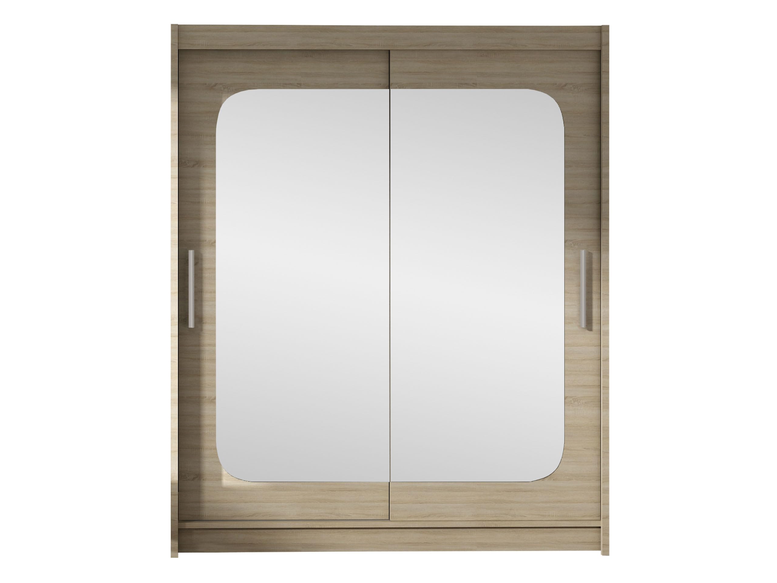 Mirjan24 Schwebetürenschrank Westa XII mit Spiegel, Breite: 150cm, Kleiderschrank mit Kleiderstange, Einlegeboden Modern Design Garderobenschrank (Sonoma + Spiegel, ohne Beleuchtung)