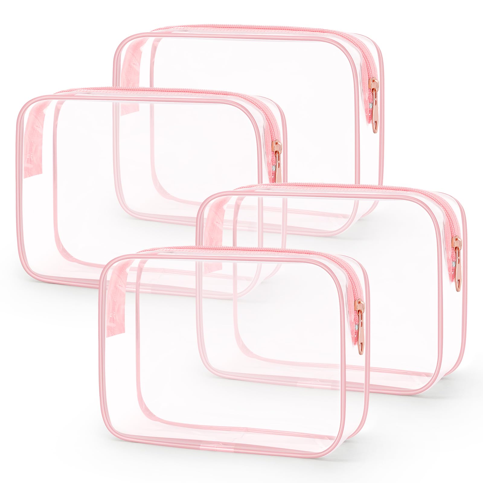 Wedama TSA Approved Toiletry Bag, Cosmetic Bags 4 Pack with Zipper Carry on Airline Airport Travel Accessories, PVC Makeup Bags for Travel, Quart Size