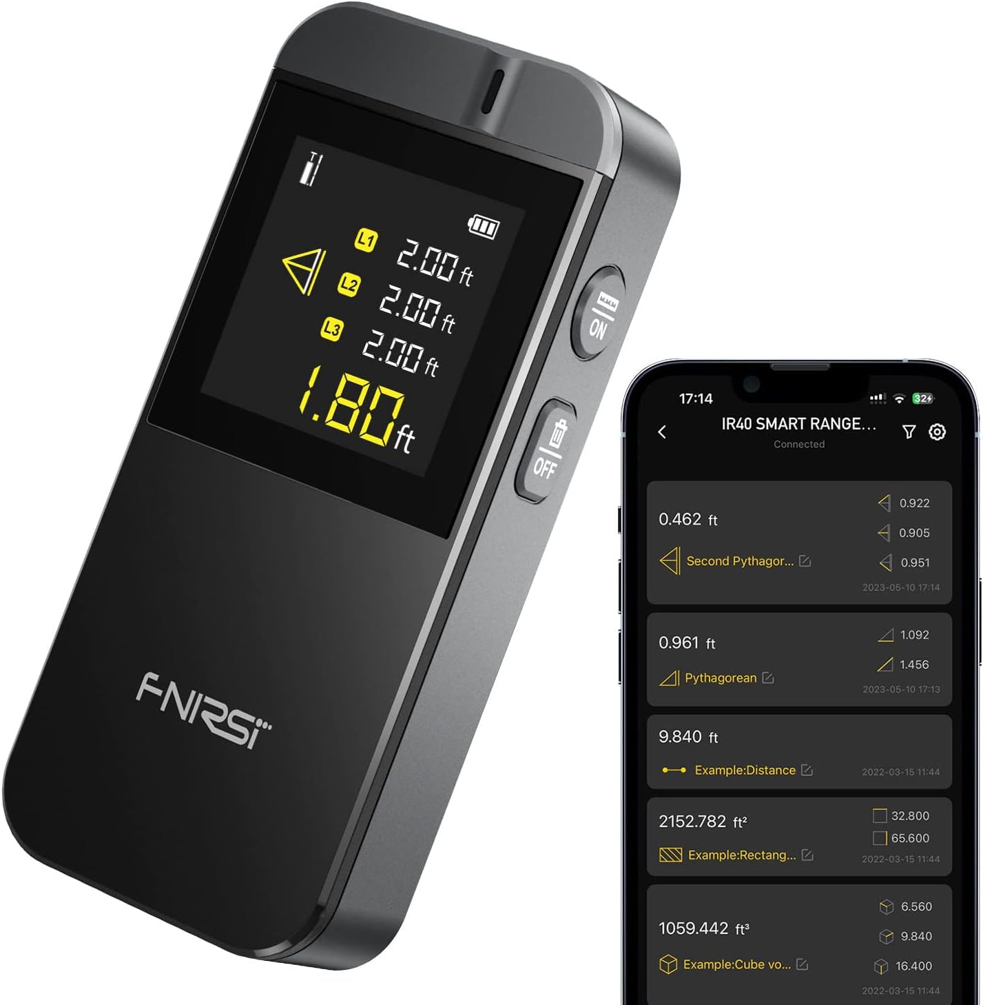 FNIRSI Laser Measure - IR40 135ft Laser Distance Meter, m/ft/in Unit ...