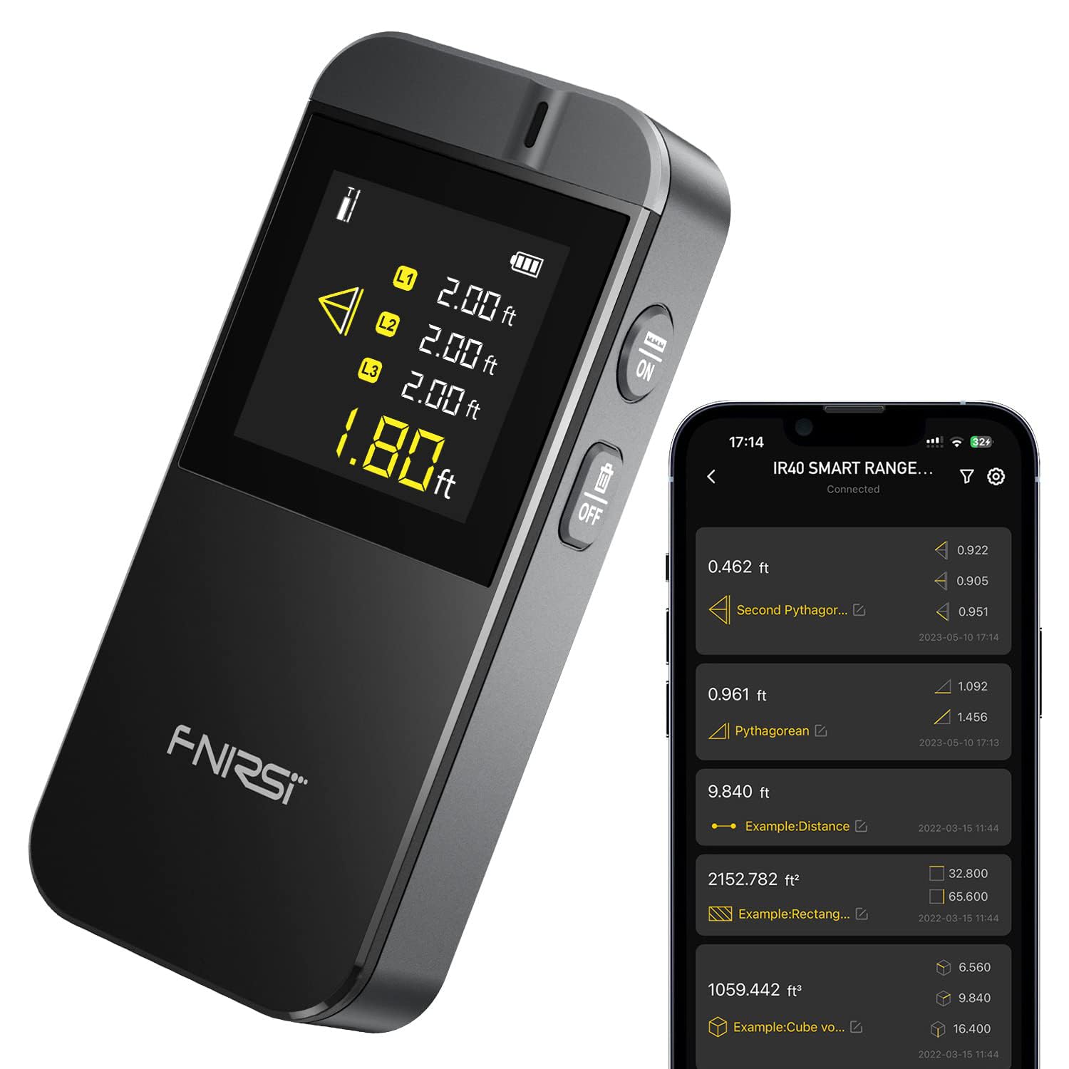 Laser Measure - FNIRSI IR40 135ft Laser Distance Meter, m/ft/in Unit Switching, Measure Distance, Area, Volume and Pythagoras, APP, Type-C Rechargeable (B0C6ZCHCCY) Amazon Price History, Amazon Price Tracker