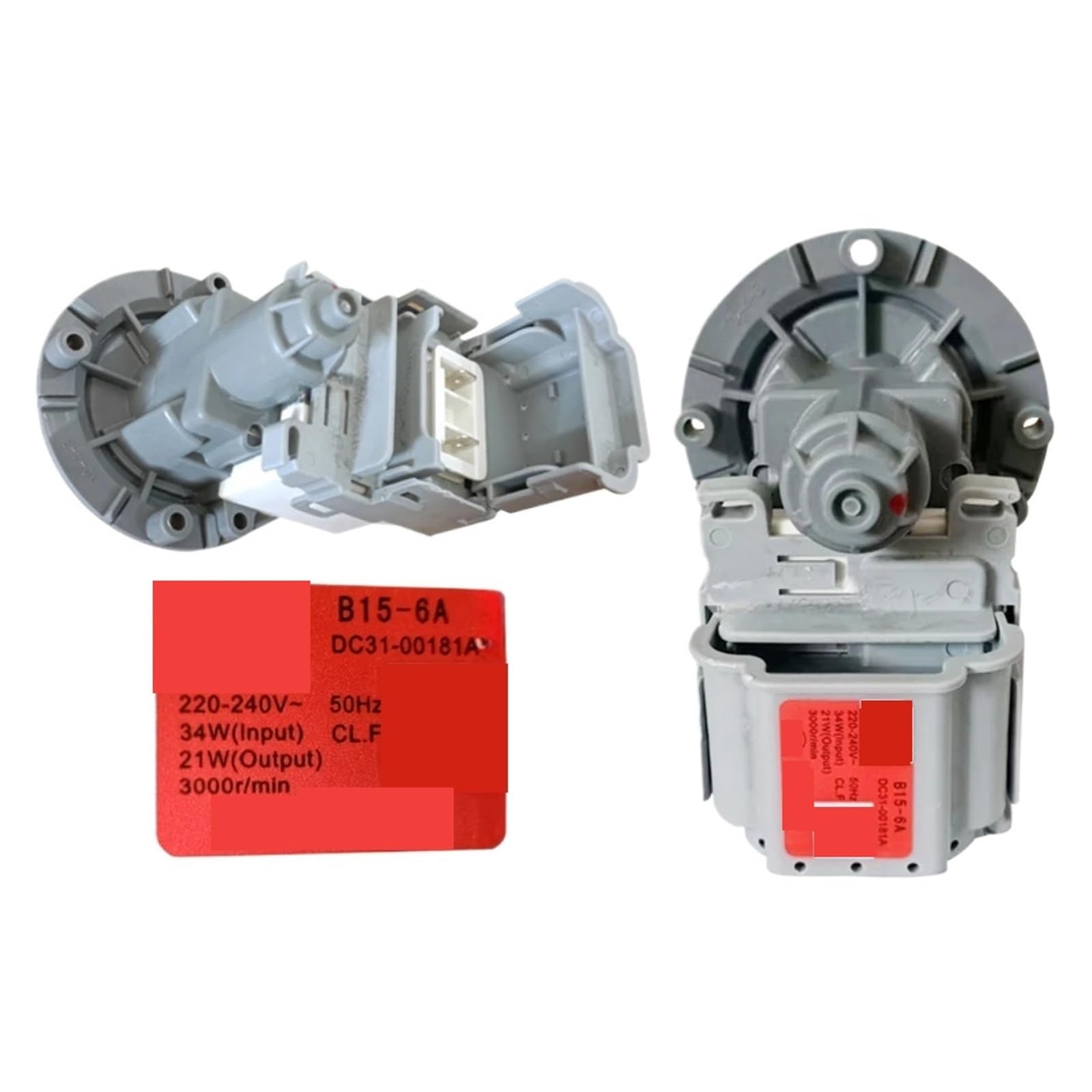 Drain Water Pump Assembly,Compatible for Samsung, Washing Machine DC31-00181A B15-6A 220V 50HZ Drainage Motor Washer Parts