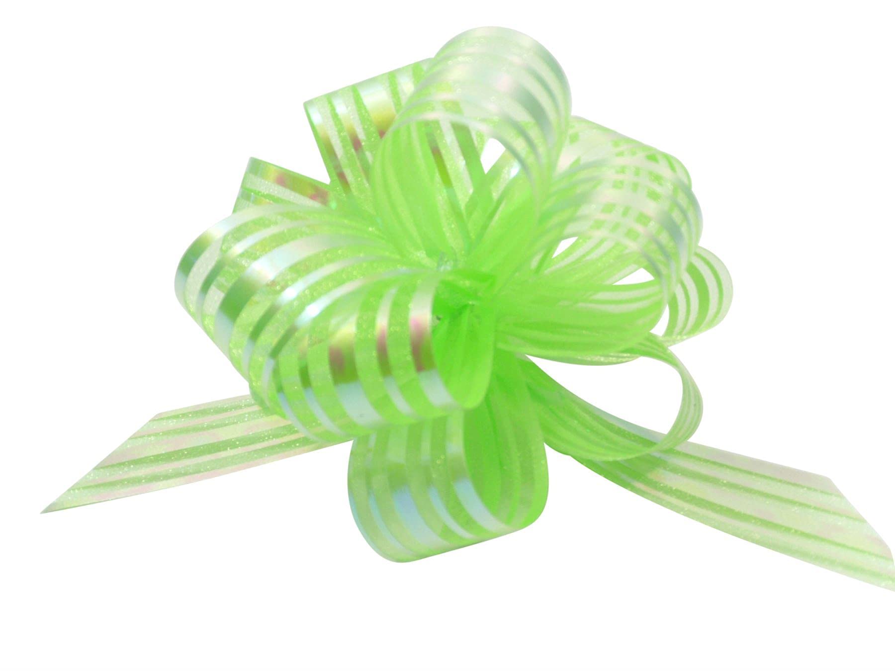 Small Organza Pom Pom Pull Bow - Green - Pack of 3