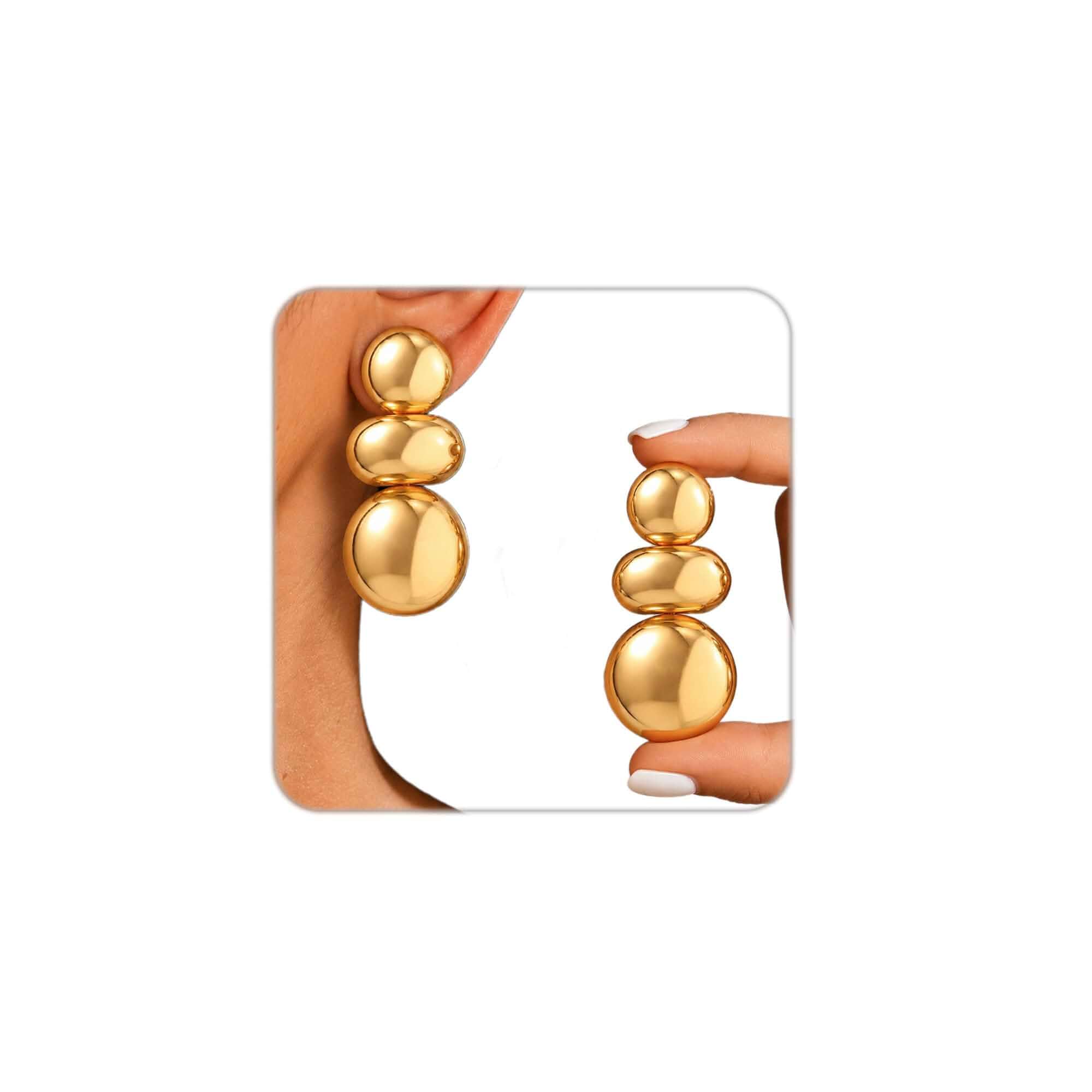Chunky Round Ball Geometry Statement Long Drop Earrings for Women Minimalist Spherical Drop Stud Earrings,Colorful Matte Multi-Layered Round Large Earring,Fashion Bold Jewelry