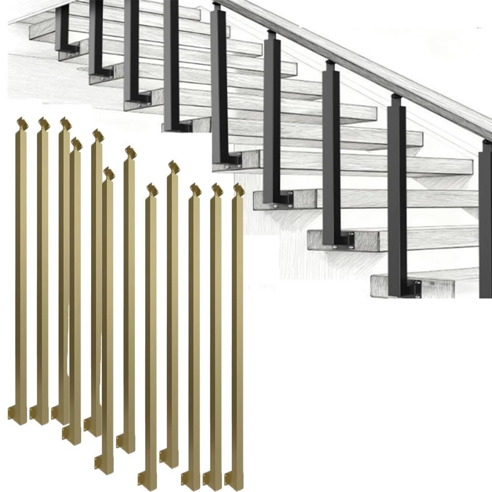 Regulowane tralki schodowe, 5 sztuk, metalowe wrzeciona balustrady boczne na werandę, łatwe w instalacji, czarne wykończenie