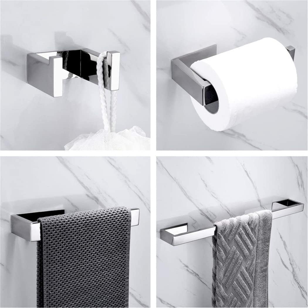 Self Adhesive Bathroom Accessories Set No Drill Brush Finish Towel Bar Towel Hook Towel Ring Toilet Paper Holder