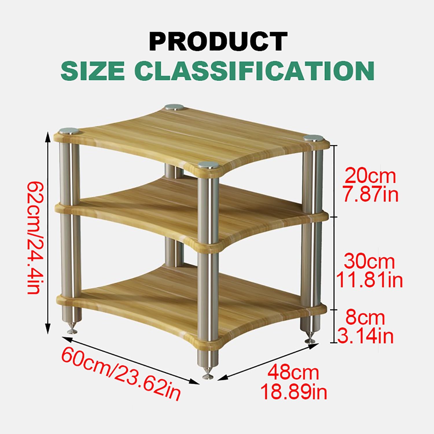 Supporto rack audio per proiettore, PS5, lettore DVD e console, mensola multimediale e torre stereo per apparecchiature AV, giochi e ricevitori via cavo, unità angolare.
