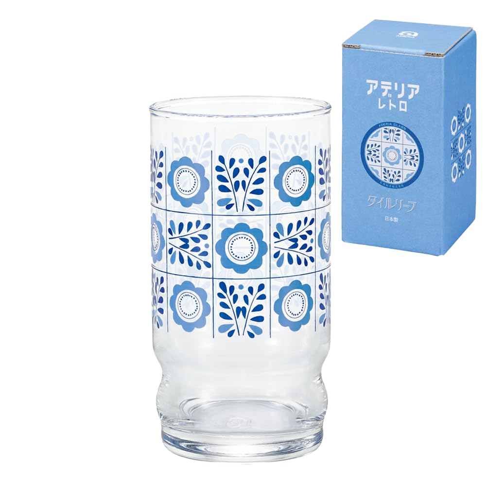 Aderia Retro Aderia Arrangement Cup, 9 Tile Leaf, 9.1 fl oz (270 ml), Cosmetic Box, Made in Japan 1047 Glass Cup, Retro Showa Glass, Tableware, Nostalgic, Vintage Flower Pattern, Flower Design, Domest